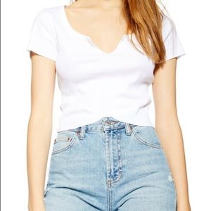 Topshop ribbed notch neck tee